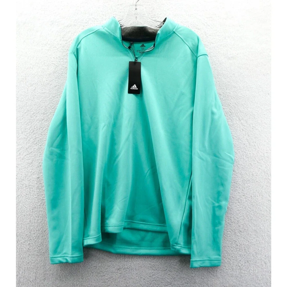 Adidas Club 1/4 Zip Mens Medium Adidas Green Knit Golf Casual Sweatshirt Gym New